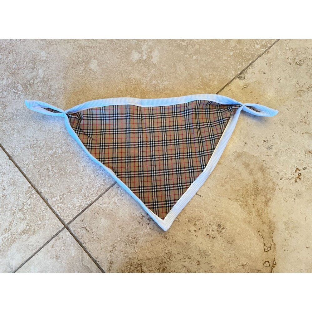 Burberry Baby Drool Bib Beige Plaid Reversible Cotton Terrycloth